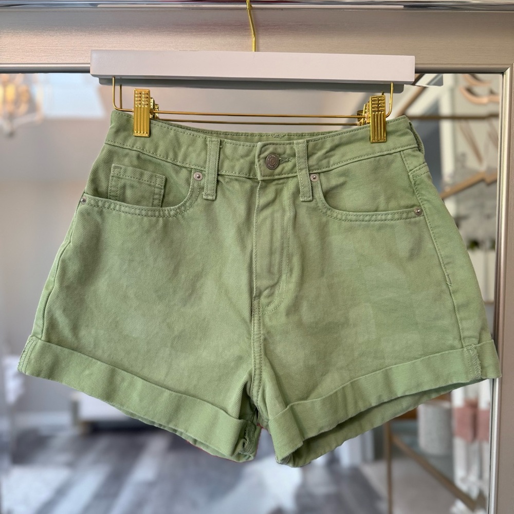 Wild Fable Highest Rise Mom Shorts | Green Checkered | Size 2
